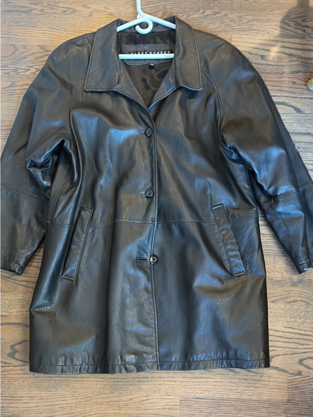 Classic Black Leather Jacket Coat - Women's